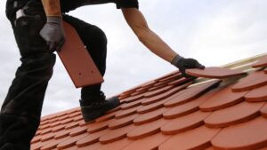person repairing roof